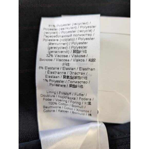 NWT GANNI Pinstriped Twill Midi Dress Midnight Blue Red Pinstripes IT 52 US 22 - Picture 12 of 12